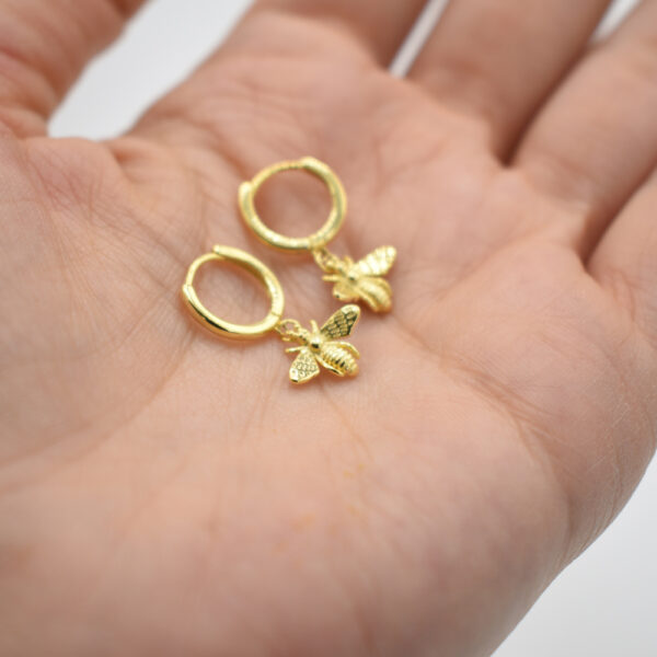 Aretes Bee Plata925 con baño de oro 18k