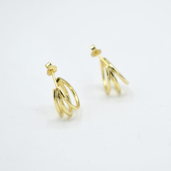 Aretes Triples plata 925 con baño de oro 18k