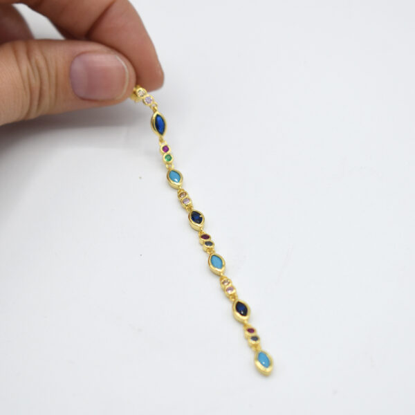 Arete de Arlequin largo plata 925 con baño de oro 18k