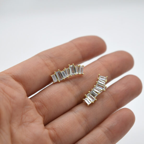 Aretes Baguete Climber plata 925 con baño de oro 18k