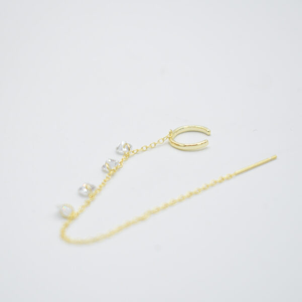 Arete Colgante con Piedras plata 925 con baño de oro 18k