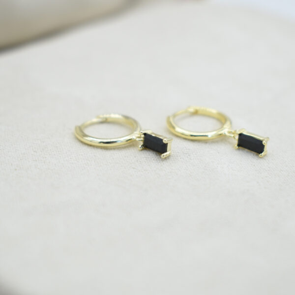 Aretes Baguete Plata 925 con baño de oro 18k