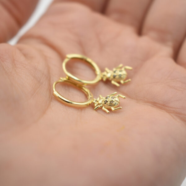 Aretes escarabajo Plata 925 con baño de oro 18k