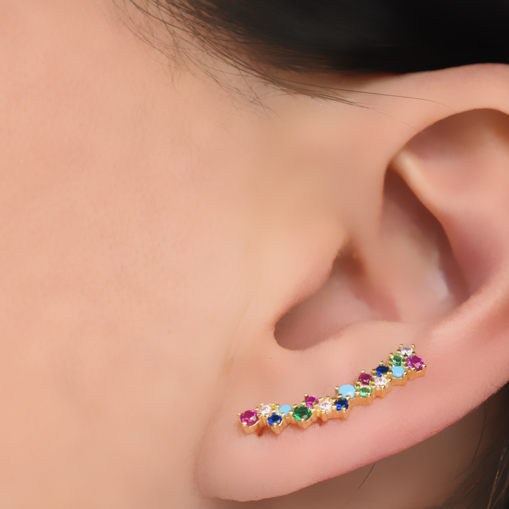 Aretes Climber Colors Plata 925 con baño de oro 18k